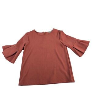 GREEN ENVELOPE LOS ANGELES Coral Bell Sleeve Zipper Back Top Women Size M‎